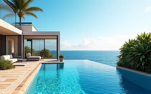 A beautiful coastal home with an infinity pool overlooking the ocean.
